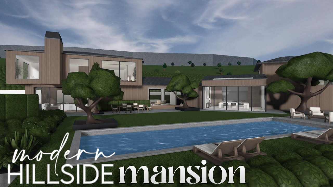 Bloxburg Modern Hillside Mansion House Build Youtube