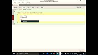 Java program for subtraction in bluej