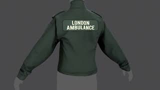 3D Model of Ambulance Green Softshell Jacket with Logos - High-Quality PBR Textures