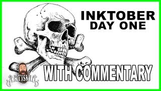 DRAWING SKULL \u0026 CROSSBONES : INKTOBER   With Commentary