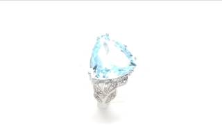 Johareez 11.88CTW Blue Topaz \u0026 White Topaz .925 Sterling Silver Ring