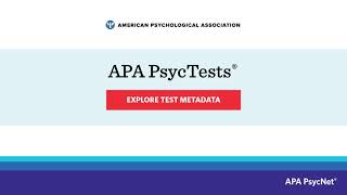 APA PsycTests - Explore Test Metadata - APA PsycNet
