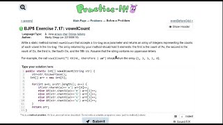 Java Practice It | Exercise 7.17: vowelCount | arrays, condition, char, string, tally