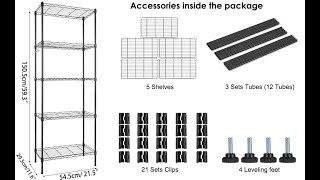 Likein 5-Tier Steel Wire Shelving Unit, Adjustable Metal Shelves—Assembly Tutorial