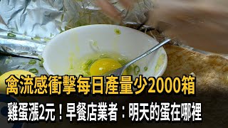 禽流感衝擊每日產量少2000箱　雞蛋漲2元！早餐店業者：明天的蛋在哪裡－民視新聞