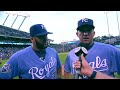 hou@kc morales gets doused and discusses his homers