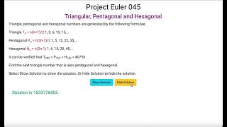 Project Euler 045 - Triangular, Pentagonal and Hexagonal