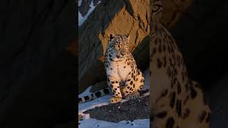 The piercing eyes of a snow leopard