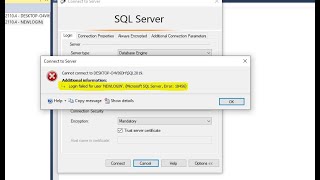 LOGIN FAILED IN SQL SERVER | RESOLVED ISSUE | #sqlserverdba #ssms #learn #education #tutorial