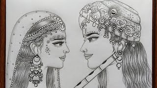 Rash Yatra special Radha Krishna drawing | How to draw lord radha and krishna | Pencil Sketch