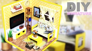 DIY Miniature Dollhouse Room #1: Yellow Living Room | Manilature