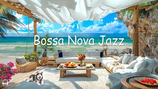 Sweet Bossa Nova Jazz Music & Ocean Wave Sounds at Seaside Cafe Ambience for Relax, Work, Study,..