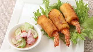 ขนมปังม้วนกุ้ง ทำง่าย ส่วนผสมน้อยทานได้ทุกวัย Shrimp Roll Bread