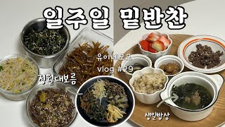 주부일상 일주일밑반찬 만들기 생일주간 정월대보름 나물반찬 집밥브이로그 (깻순볶음, 고사리나물, 우엉조림, 김치찜, 나물김밥,소고기미역국 )