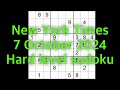 Sudoku solution – New York Times 7 October 2024 Hard level