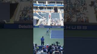 Novak Djokovic imitating Nick Kyrgios the king at Usopen 2023