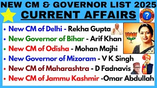 NEW CM \u0026 GOVERNOR LIST 2025/CURRENT AFFAIRS 2025/ALL CM \u0026 GOVERNORS/GENIUS GKQUIZ #currentaffairs