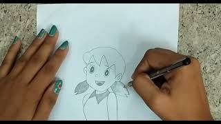 How to draw shizuka from Doraemon step by step//easy drawing//shizuka drawing #trending#viralvideo