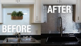 Installing stainless steel kitchen backsplash! | Superholly
