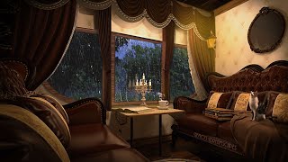 Royal Carriage Travel Through the Forest During Heavy Rain / Relaxing Music \u0026 Carriage Ambience ASMR