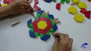 GDW-7114-150 (6 Colors 6 Shapes Wood Pattern Blocks)