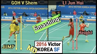 Goh V Shem Smashing ( Jump + Power) VS Li Jun Hui Smashing ( Height + Power)