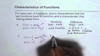 Write Similarities and Differences Between Given Parent Functions