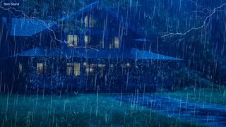 Vahşi Gece Fırtınası 🌧️ Ormandaki Çatıda Şiddetli Yağmur ve Gök Gürültüsü