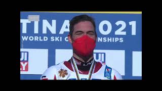Ski WM 2021: Siegerehrung Abfahrt Herren