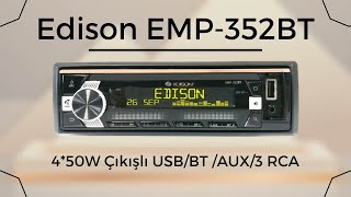 Edison EMP-352BT Oto Teyp Telefon Kontrollü Android/IOS Uyumlu 4*50W Çıkışlı USB/BT /AUX/3 RCA