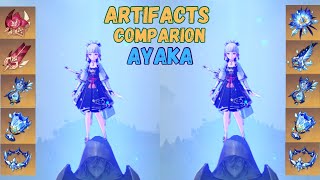 Ayaka Artifacts Comparion ( 4 BLZ or 2 BLZ and 2 GLD ) , and Ayaka build | Genshin Impact