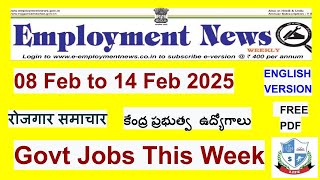 Employment News Paper This Week :  Feb 2025 2nd Week (08-14)  | रोजगार समाचार |Govt Jobs | FREE PDF