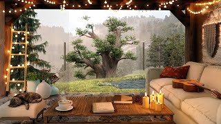 Spring Cozy Porch Ambience with Birdsong and Water Waves Sounds for Relaxation, Sleep or Study