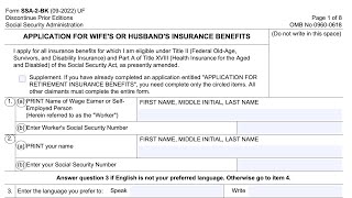 Form SSA-2 walkthrough (Application for Wife's or Husband's Insurance Benefits)