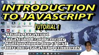JAVASCRIPT TUTORIAL 1 TAGALOG || INTRODUCTION
