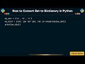 How to Convert Set to Dictionary in Python