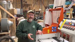 Timber Frame shop - Woodmizer MP360 4-side planer - running 1x3 Eastern White pine initial set up.