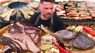 Best Grilled Beef. Tomahawk, T-Bone, Brisket. Street Food @ Grillfest in Bucharest, Romania