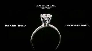 💍 14K White Gold Lab Grown Diamond Ring: 0.75 Ct Round Cut, VVS-VS Clarity - Gem Stone King #jewelry