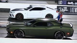 Dodge Challenger vs Camaro SS - muscle cars drag racing