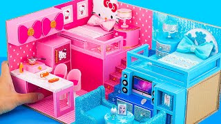 DIY Miniature House #5 Build Simple House Hello Kitty vs Frozen in Hot and Cold Style From Cardboard