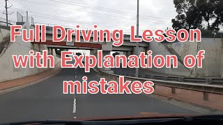 Full Driving Lesson with explanation of Mistakes