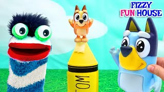 Fizzy, Bluey and Bingo Explore Colorful Slime Crayons | FunVideos For Kids