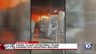 Video captures small plane crashing into roof of Southern California factory, killing 2 people