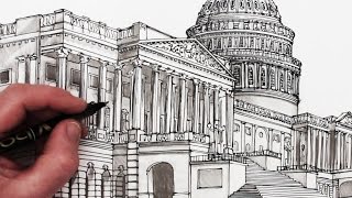 How to Draw the US Capitol Building: Time Lapse Drawing