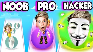 NOOB vs PRO vs HACKER In MARBLE RUN 3D!? (ALL LEVELS!) PREZLEY