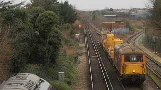 Gbrf 73212+73136 passing Manston Rd bridge twice 29/01/25.