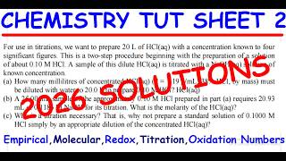 CHEMISTRY - TUTORIAL SHEET 2 SOLUTIONS - 2026