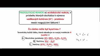 Protolytické reakcie I  -  úvod