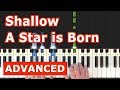 Shallow - Lady Gaga - Piano Tutorial Easy - (A Star is Born) - Sheet Music (Synthesia)